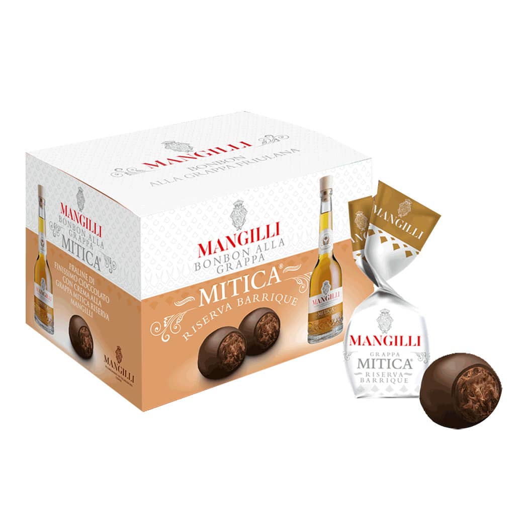 Bon Bon di cioccolato al gusto Grappa Mangilli Box da 250 gr – CandyFrizz